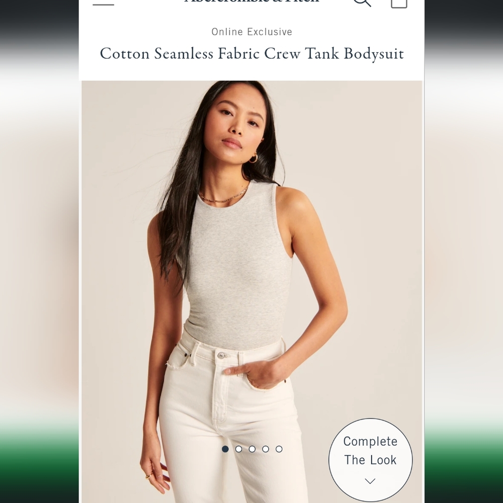 Abercrombie & Fitch Cotton Seamless Fabric Crew Tank Bodysuit